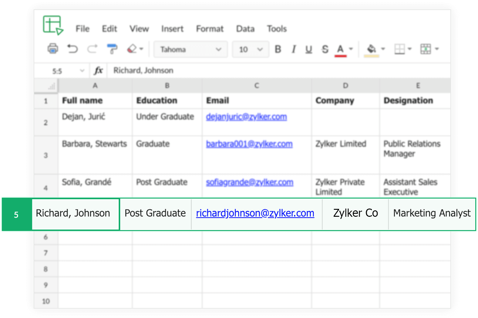 Zoho Forms Integration with Zoho Sheets